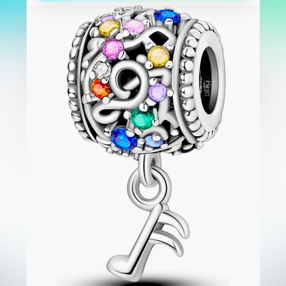 Music lovers note barrel style slide charm with a dangling music note sterling … - Picture 1 of 2